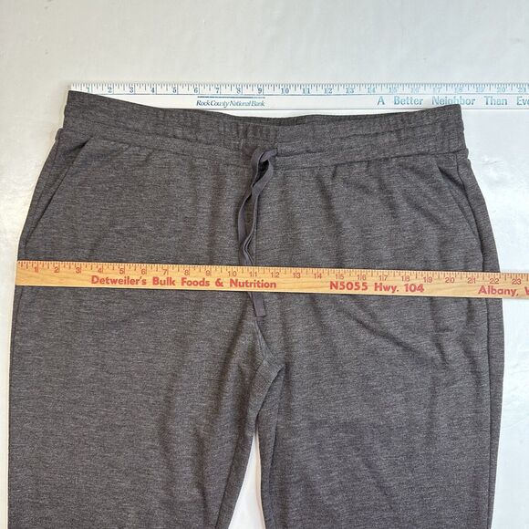 Logo Lounge Skinny Pants Sz Large Gray Pull On Stretch Soft Casual Lace Hem - Picture 2 of 12